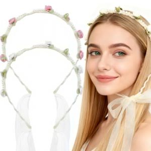 Couronne de Fleurs,2 pi&egrave;ces Bandeau Cheveux Fille, Rose Beige Rose,Fleurs Cheveux Femme, Bijoux Cheveux Mariage Headband Floral, pour Maquillage F&ecirc;te Festival Mariage Voyage (WanZaiXianGangYuJianZhuYouXianGongSi, neuf)