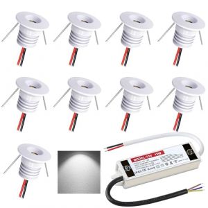DYKUWEY Spot LED Encastrable 12V 1W, Mini Spot Led IP65, Trou &Phi;16mm, Spots de plafond pour cuisine, escalier, placard, couloir, &eacute;clairage DIY, vitrines, armoire, Lot de 9 (Blanc,Blanc Froid 6000K) (DYKUWEY, neuf)