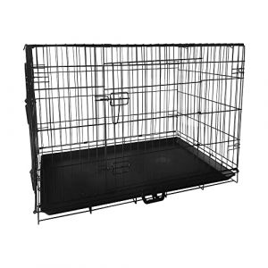 SIGNZWORLD Cage pour Chien Pliable - Solide Cage Transport Chien avec 2 Portes, Cage Chien Interieur avec Plateau &eacute;tanche - S&eacute;curit&eacute; et Confort pour Votre Animal de Compagnie (L, 91 x 56 x 62 cm) (Signzworld, neuf)