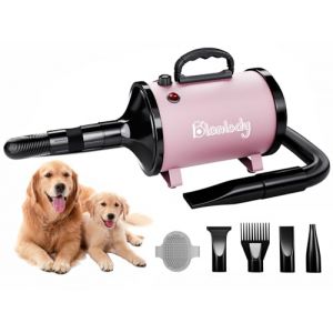 Blanlody Pulseur pour Chien Blower - Très Silencieux - 4,5 CV / 3200 W - Moteur réglable - Souffleur de Soins pour Chien avec 4 Buses différentes - Tuyau élastique et Brosse d'entretien (UChioce, neuf)