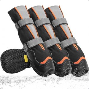 OHCOZZY Chaussure Chien Profondément Imperméables, Bottines Chien avec en V pour Faciliter l'enfilage, Résistantes à l'usure Chaussettes Chien pour Petits, Moyens et Grands Chiens 4 pièces,XL (OHCOZZY, neuf)
