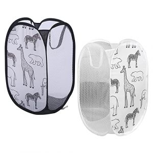 Hwtcjx 2 Pcs Panier à Linge, Corbeilles à Linge Pliable, Sac à Linge, Panier à Linge Pliable Pop Up avec Manipuler, pour Organiser Chambre denfants, Jouets, Vêtement, 30 x 30 x 48 cm (Noir et Blanc) (Ygdein, neuf)