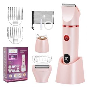 Rasoir &Eacute;lectrique Femmes, 3 en 1 Tondeuse Electrique Femme Intime avec 3 T&ecirc;tes de Lame Amovibles, Tondeuse de Bikini Femmes Utilisation Humide et S&egrave;che, Tondeuse Pubis Femme Rechargeable (Rose) (MARI GLOBALNEXT S.R.L., neuf)