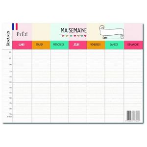 Prêt! | Emploi du Temps Scolaire & Semainier Famille A3 | Tableau Hebdomadaire Mural à Compléter | Organisation Enfants & Parents A3 | Recto-Verso (Calendrier Evenement, neuf)