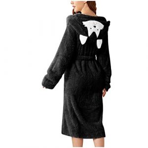 Peignoir De Bain Femme Unisexe Eponge Capuche Automne Hiver Peignoir avec Capuche Chaude Peignoir Moelleux &Eacute;ponge Douce Coton Eponge V&ecirc;tements De D&eacute;tente Robe De Chambre Une Pi&egrave;ce (Blingko, neuf)