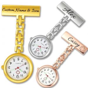 QSZ Montre &agrave; Gousset D'infirmi&egrave;re Personnalis&eacute;e Ic&ocirc;ne de Nom Personnalisable Montres &agrave; Clip de Ceinture pour Femme Adapt&eacute;e aux M&eacute;decins Infirmi&egrave;res et Personnel M&eacute;dical (Montre Broche-2) (QSZ Store, neuf)