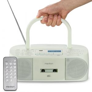 MEDION DRX-1 Plus Boombox (Radio Portable Dab+ et FM, Bluetooth, Lecteur CD, MP3, Cassette, Prise Casque, st&eacute;r&eacute;o, AUX, sur Secteur & Piles) Vert (medionshop-deutschland, neuf)