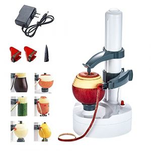 Eplucheur Electrique,Eplucheur de Pomme Electrique Epluche Legumes postuler à Légumes Automatique, pommes de terre rondes,pommes rondes,équipé De 2 Lames,facile à Nettoyer (Blanc) (LU CZLU, neuf)