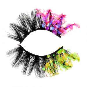 PartyKindom 1 Paire De Faux Cils À Paillettes Colorées Faux Cils Individuels Cils Pour Femmes Cils Pailletés Extensions De Cils Grappes De Cils Féeriques Faux Cils En Plastique (Brushira, neuf)