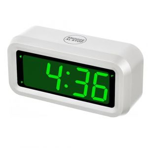 Timegyro Alarme numérique clcok,horloge de bureau alimentée par piles uniquement,3 niveaux de luminosité réglable,12/24 heures,répétition,grand écran LED de 3cm,réveils de chevet chambre,Blanc/Vert (CHAORONG, neuf)