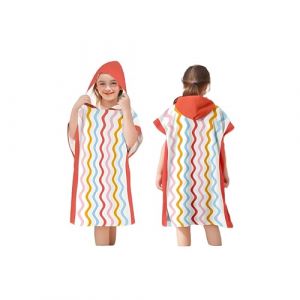 Proumhang Poncho de Surf/Bain/Piscine/Plage pour Enfants,Serviette de Bain &agrave; Capuche en Microfibre,Peignoir &agrave; Langer en &eacute;ponge,Poncho de Bain &agrave; Capuche pour Gar&ccedil;ons et Filles Style 1 75x60cm (labellevie_NO1, neuf)