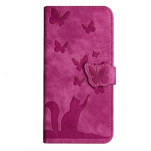 Ucikov Housse de Protection pour Samsung Galaxy A52(5G) / A52S,Coque Papillons et Chats Animal Motif Antichoc &Eacute;tanche Clapet Cuir Bourse &Eacute;tui pour Samsung Galaxy A52(5G) / A52S,Rose Rouge (Ucikov, neuf)
