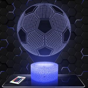 Lampe de chevet, Veilleuse Tactile Ballon de Foot Lampe 3D LED illusion, Idée cadeau Noël anniversaire garçon et fille Lampe de nuit chambre d'enfant ou adulte (Lampephoto-fr, neuf)