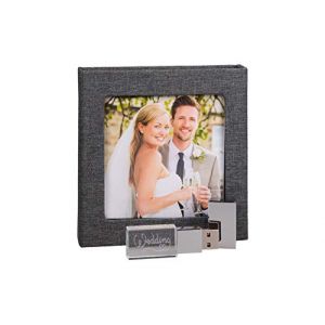 Cl&eacute; USB Cristal avec Bo&icirc;te Th&egrave;me de Mariage - Design &eacute;l&eacute;gant avec gravure de mariage Design de mariage id&eacute;al comme cadeau de mariage ou pour prendre des photos souvenirs - USB 3.0 (Box Gris 2, 64GB) (Elegantdisk, neuf)