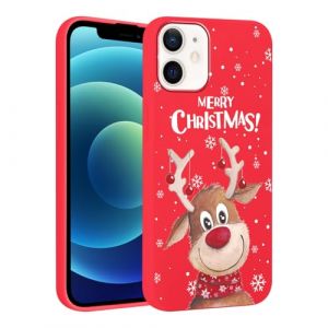 Vxinvnoi No&euml;l Coque pour iPhone 12 Mini, Etui en Rouge Silicone avec Collection Noel Dessin Anim&eacute; Motif Housse, Antichoc TPU Souple Bumper Protection Case pour iPhone 12 Mini 5,4", Cerf (FORSALOR TRADING, neuf)