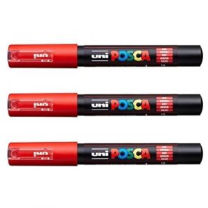 Posca Lot de 3 marqueurs PC-1M Uni-Ball (gamme complète de 22 couleurs disponibles) (Ponera, neuf)