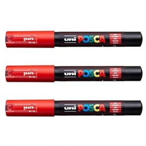 Posca Lot de 3 marqueurs PC-1M Uni-Ball (gamme complète de 22 couleurs disponibles) (OMGHC., neuf)