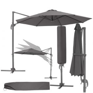 TecTake&reg; Parasol de Jardin Exterieur Parasol D&eacute;port&eacute;, en Aluminium, &Oslash; 300 cm, Inclinable & R&eacute;glable en hauteur, Protection UV 50+, R&eacute;sistant au vent, Housse de protection incluse, Salon de jardin (Made4Home SAS, neuf)