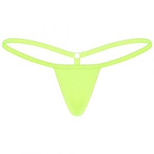 ranrann Micro String Ficelle Femme Sexy Slip Taille Basse Tanga Thong Bikini Erotique Lingerie sous-vêtement Briefs Underwear Vert Fluo Taille Unique (ranraneu, neuf)