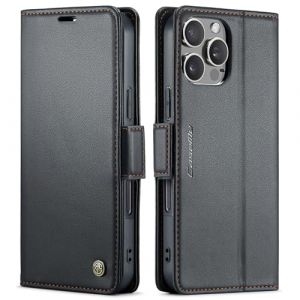 QLTYPRI Coque pour iPhone 16 Pro Etui avec [RFID Blocage], Housse en Premium Cuir Pochette Portefeuille Rabat Clapet Case Porte Carte Magnétique Étui pour iPhone 16 Pro - Noir (zhihen, neuf)