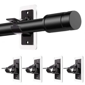 YUZHEDM 4 Pi&egrave;ces Support Tringle Rideaux Sans Percage Attache Rideau Sans Percage Supports pour Tringles &agrave; Rideaux Fixation Autocollante Dimensions 11 x 5 x 6,8 cm Convient(Noir) (YUZHEKJ, neuf)