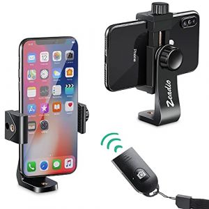 Zeadio Adaptateur de trépied pour Smartphone, Support de trépied pour téléphone Portable avec déclencheur sans Fil, Monopode avec Pince réglable, Convient pour Tous Les iPhone et Smartphones Android (Zeadio FR, neuf)