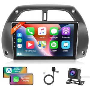 2G+64G Android Autoradio pour Toyota RAV4 2001-2006 avec Apple Carplay Android Auto Navi GPS 9 Pouces Écran Tactile Autoradio 2 Din avec Mirror Link Bluetooth FM/RDS WiFi/USB/DAB+/OBD2 Caméra de Recul (Rimoody Direct, neuf)