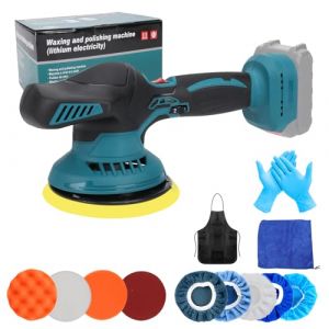 Polisseuse Voiture sans fil compatible avec Makita 18V batterie, 15cm Lustreuse Voiture avec 12 attaches, 2500-5000RPM 6 vitesse variable Polisseuse excentrique pour détail/polissage (sans batterie) (wzxeugo, neuf)
