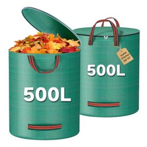Sac Dechets Verts Resistant,Sac de Jardin Vegetaux avec Couvercle et Poign&eacute;es,Lot de 2 Sacs &agrave; D&eacute;chets de Jardin pour Transport de d&eacute;chets verts,Ramasse Feuilles (500&times;2) (Raytheoner, neuf)
