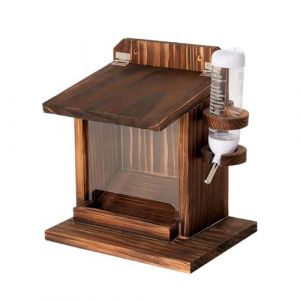 Maison pour Écureuils Extérieur - Station Alimentation avec Bouteille d'eau | Maison Mangeoire Bois Montage Mur - Nourriture Noix Maïs Jardin Balcon Arbre Oiseau (grexta, neuf)