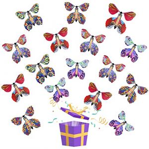 AWAVM 16 pi&egrave;ces Magic Butterfly Card,Carte Papillon Horloge,&eacute;lastique Puissance Papillon Magique f&eacute;e Jouet Volant,Cadeau d'anniversaire,Cadeau Surprise pour Les Enfants(Couleur al&eacute;atoire) (AWAVM, neuf)