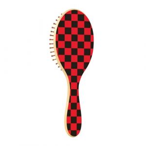 Brosse à cheveux en bois Buffalo Plaid Check Black Red Paddle Hair Brosses pour femmes Brosses à cheveux en bois pour femmes Brosse pour cheveux naturels (GuiMinG, neuf)