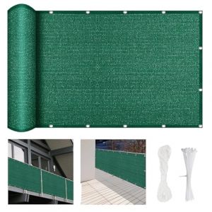 Ecran de Balcon Brise-Vue Brise 250 x 60 cm Protection Contre Vent, Soleil, Brise Vue Balcon Occultant, avec Œillets, Attaches de Câble, pour Terrasse Jardin, Vert Foncé (LvLiangYuanZhiDianZiShangWuYouXianGongSi, neuf)
