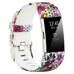 honecumi Bracelet Compatible avec Fitbit Charge 2 Bracelet Hommes Femmes, Charge 2 Souple Silicone Classiques Reglables Sport Bracelet Accessoires Élégant sangle, Grand (honecumi-FR, neuf)