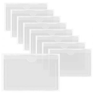XINGSUI 9Pièces Pochettes Adhésive Transparente, Plastique Transparent Porte Etiquette, Pochette Autocollante, pour les fiches,horaires,cartes de parking,cartes bancaires,badges,passeports,photos (XINGSUI, neuf)