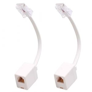 HAWAKA 2 Pack RJ45 &agrave; RJ11 convertisseur adaptateur c&acirc;ble de connecteur, t&eacute;l&eacute;phone RJ11 6P4C femelle &agrave; Ethernet RJ45 8P8C m&acirc;le convertisseur c&acirc;ble blanc (Futunaer, neuf)