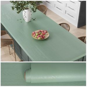 VEELIKE Papier Peint Effet Bois Vert Fum&eacute; Papier Peint Imitation Bois Vert Sauge Textur&eacute; Vinyle Adhesif Cuisine Adhesif pour Meuble Chambre Armoires Salle de Bain Lavable 40 cm x 300 cm (VEELIKE, neuf)