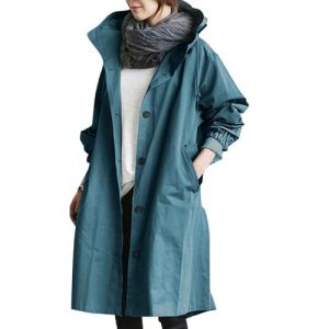 Trenchs pour Femmes Manteau Imperméable Pluie Longs Poncho de Pluie Cape de Pluie Anti-Pluie Coupe-Vent Respirant Grande Taille Imperméable a Capuche avec Poche Manteau de Pluie (Anglekie, neuf)
