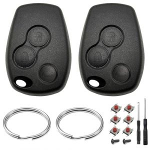 2 Pièces Coque Clé de Voiture 3 Boutons Compatible avec Renault Kangoo Clio Modus Master Twingo Trafic Espace Télécommande Boîtier Clef sans Lame Coque Cle de Voiture avec Porte-Clés (JJCHQ, neuf)