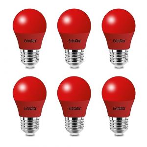 EXTRASTAR Ampoule LED Couleur E27 4W équivalente 40W AC 220V-240V, Ampoules Guirlande Couleur LED G45, orange rouge jaune bleu vert pour lumières de Noël de patio extérieur (rouge, lot de 6) (EXTRASTAR, neuf)