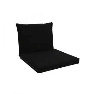 POKAR Coussins de Jardin Extérieur Coussin Chaise Galette de Chaise, 1 Lot de 2 (1x Coussin d'assise 50x50x5 cm + 1x Coussin Dossier 50x40x15 cm), Noir (EURAKOP-FR, neuf)