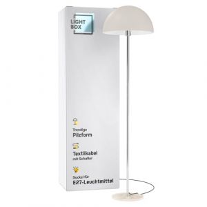 Lightbox Lampadaire champignon | 150 cm de hauteur, Ø 40 cm | Lampadaire avec pied en pierre de travertin & interrupteur à pression au pied | E27 | Lampe de couloir | en métal de beige clair à beige (Lightbox-Shop, neuf)