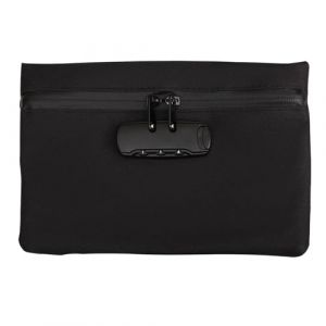 Sac de s&eacute;curit&eacute; anti-odeurs coffre-fort portable sac &eacute;tanche avec serrure pochette portefeuille anti-odeurs avec cadenas &agrave; combinaison porte-documents tirelire bo&icirc;te verrouillable (Noir 24 x 16,5 cm) (lianghengdianzi, neuf)