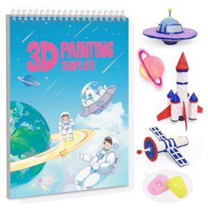 Dayker Livre de dessin d'impression spatiale 3D &ndash; 40 motifs r&eacute;utilisables avec planche en PVC, pochoirs graffiti &agrave; spirale pour d&eacute;butants et artistes, cadeau de bricolage pour No&euml;l et anniversaire (Dayker Stores, neuf)