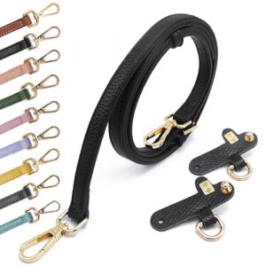 Bandouliere pour Sac A Main Sangle Sac Bandoulière Femmes Réglable Remplacement Bag Purse Straps Black Gold 1.2cm (Kocris Casa EU, neuf)