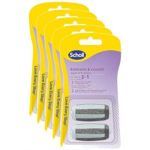 SCHOLL Lot de 5 x 2 Rouleaux de Remplacement 2 en 1 Exfoliant & Lissant pour Râpe Electrique (Stock Bureau Maison Bien-être, neuf)