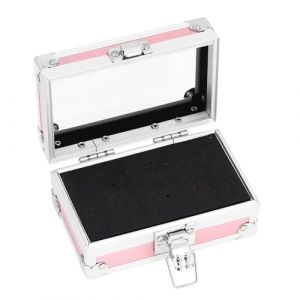 Yomiyuyr 50 trous, boîte de rangement pour porte-forets à ongles, organisateur anti-poussière et résistant aux chutes avec capacité multi-trous, conception de verrouillage (Rose éblouissant) (YHRSHR, neuf)