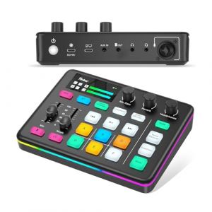 Yinker M&eacute;langeur audio de jeu, interface audio RVB avec alimentation fant&ocirc;me 48 V, Bluetooth, changeur de voix, 6 tampons sonores personnalis&eacute;s pour le streaming en direct, les podcasts (Yinker-Direct, neuf)