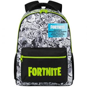 Fortnite Sac à Dos Enfant et Ado Cartable Enfant Camouflage Sac de Voyage Cours Sport et École Idée Cadeau Gamer (Noir AOP) (Get Trend., neuf)