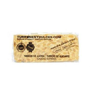 Turron dur Alicante, artisanal - Turron Espagnol 200 g - (turron espagnol, touron, nougat) 60%~65% d'Amandes m&eacute;diterran&eacute;en marcona. D&eacute;nomination d'Origin (turronesydulces, neuf)